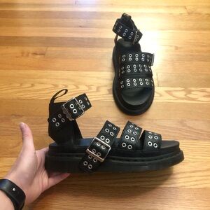 Dr Marten Clarissa II black grommet leather sandals EUR 39
